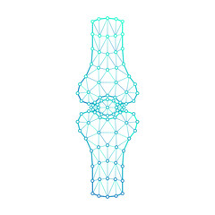 Human Bone and Joint Articular Skeletal System Polygonal Low Poly Triangulated Mesh Connect Dots Medical Logo Icon, Line Art Isolated on White Background