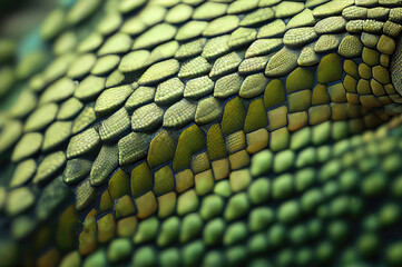 Obraz premium Chameleon Skin Texture Background, Colored Lizard Scales, Iguana Leather, Generative AI Illustration
