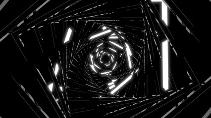 VJ トンネル 四角形 ネオン 発光 反射 回転 白黒 [別Verあり]