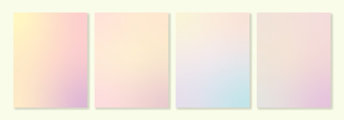 Set of 4 vector gradient backgrounds in delicate trendy pastel colors. For covers, greeting cards, invitations, social media, posters and other projects. For web and print.