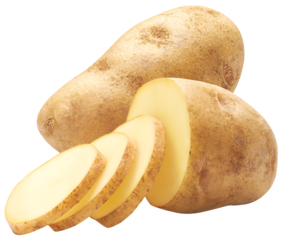 Whole and cut potatoes