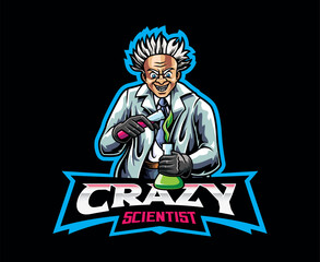 Crazy Scientist Mascot Logo Design