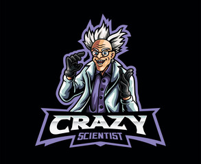 Crazy Scientist Mascot Logo Design