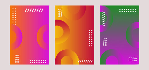 Minimalist cover design templates. Layout set for covers of books, albums, notebooks, reports, magazines, flyer, leaflet, brochure.Gradient color. Purple, orange and green half circle shape.