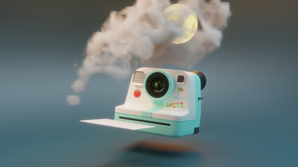 fancy camera with moon and cloud