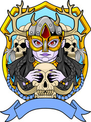 Scandinavian goddess of death Hel, design illustration