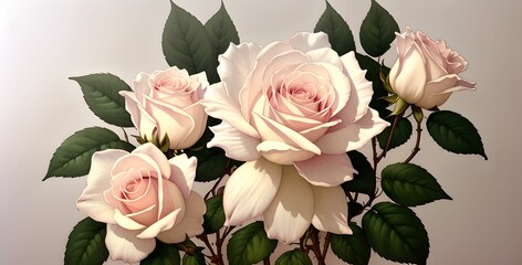 Beautiful Watercolor painting of a bouquet of roses, wedding invite, floral postcard, wide wallpaper, made with generative ai