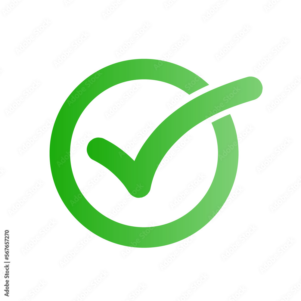 Poster glossy round checkbox icon. approval icon. vector.