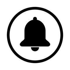 Round bell icon. Reminder and notification sign. Alarm. Vector.