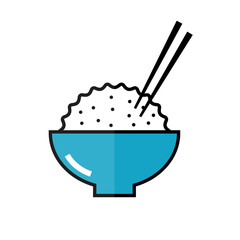 Rice and chopsticks icon. Vector.