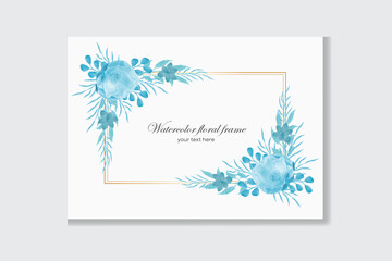 Flower Frame Watercolor Vector set, Template wedding invitation card