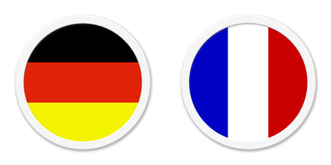Deutschland und Frankreich - Zwei runde Buttons