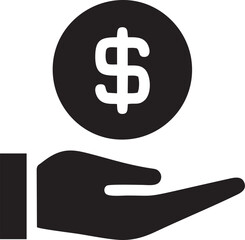 Hand icon symbol in black vector image , illustration of the human finger