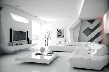 Obraz na płótnie Canvas white modern living room interior. generative ai.