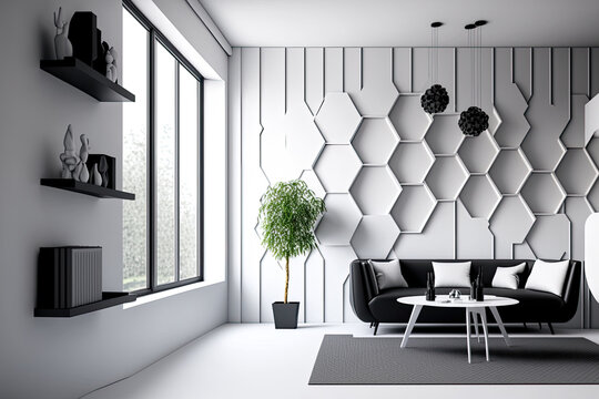 luxury elegant white color living room interior. Generative Ai