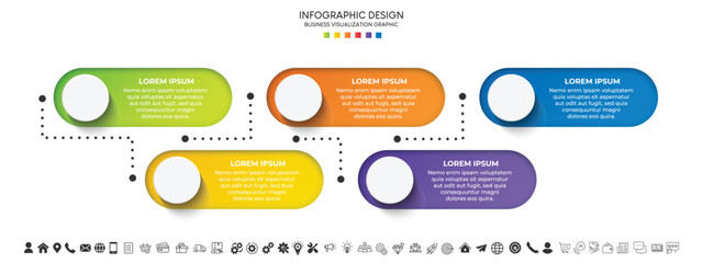 	
Steps business data visualization timeline process infographic template design with icons