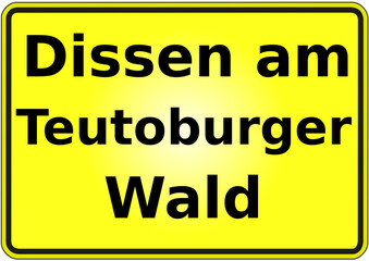 Fototapeta premium Stadteingangsschild Deutschland Stadt Dissen am Teutoburger Wald