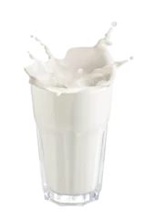 Foto op Canvas Glass of milk with splash isolated. png transparency © POSMGUYS