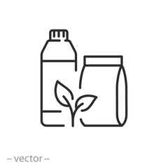 fertilizers icon, plant soil sack, growing seedlings, thin line symbol on white background - editable stroke vector illustration
