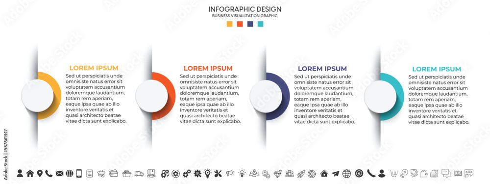 Leinwandbilder steps business data visualization timeline process infographic template design with icons
