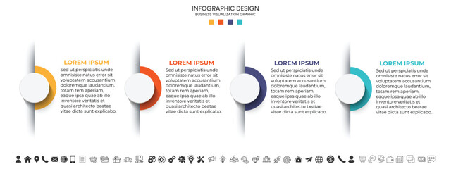 	
Steps business data visualization timeline process infographic template design with icons