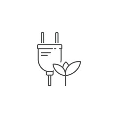 Eco power, plug with leaf icon, green energy concept, renewable electricity, vector illustration
