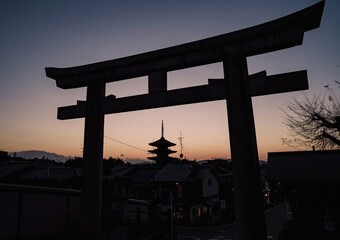 silhouette The Yasaka Pagoda(Hokanji Temple), is a popular tourist attraction, the Yasaka Pagoda,...