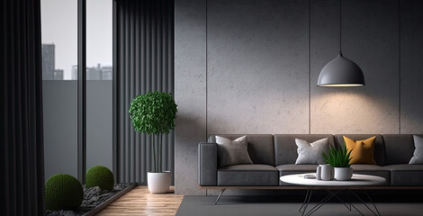  Interior of modern living room. generative Ai