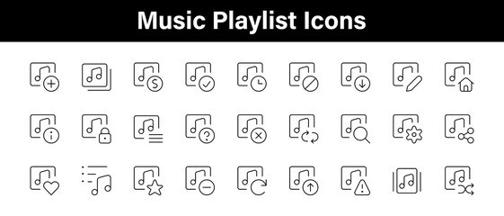 Fototapeta na wymiar playlist icon set, music notes, vector illustration. Music icon set. Musical instrument symbol. Containing musical note, radio, piano, speaker, sound and disc icons.