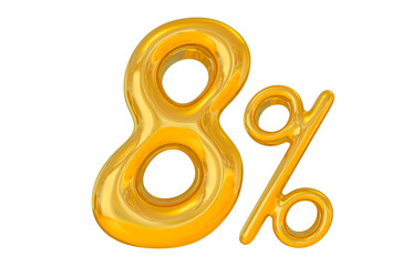 Percent 8 Gold Number 3D 