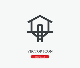 Tree house vector icon. Editable stroke. Symbol in Line Art Style for Design, Presentation, Website or Mobile Apps Elements, Logo.  Tree house symbol illustration. Pixel vector graphics - Vector