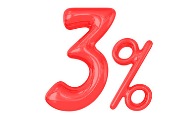 Percent  3 Red Number 3d 