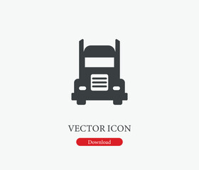 Truck vector icon. Editable stroke. Symbol in Line Art Style for Design, Presentation, Website or Mobile Apps Elements, Logo.  Truck symbol illustration. Pixel vector graphics - Vector