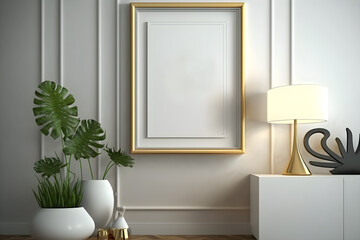 Frame mockup in modern home interior background, ai generated, frame, painting