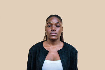 portrait of african woman on brown background