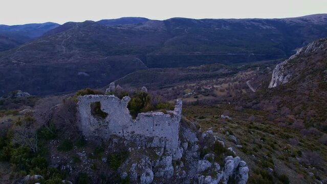 Castellaras de Thorenc seen from drone in the Alps in France