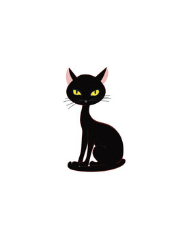 Illustration of a hand-drawn black cat. Isolated image.