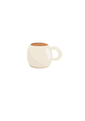 Illustration of a beautiful beige mug with coffee or hot chocolate.
Mug designed to represent a break, a moment of relaxation. Isolated image.
