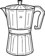 Hand Drawn Coffeemaker Moka pot illustration in doodle style