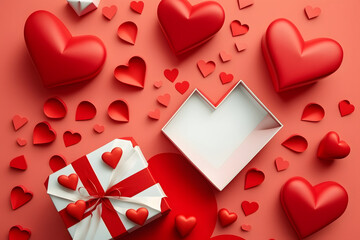 gifts hearts, romance, valentine's day, art, 3d render