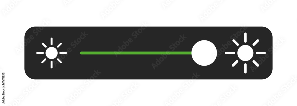 Poster brightness vector illustration. adjust the brightness on the device. dim and light. slider for regul