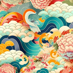 japanese art pattern Illustration