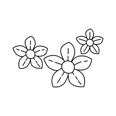 Flowers icon. Hand drawn simple black outline vector illustration clip art in doodle style, isolated on white background