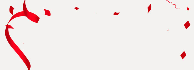 Red Streamer Paper Vector Panoramic Grey