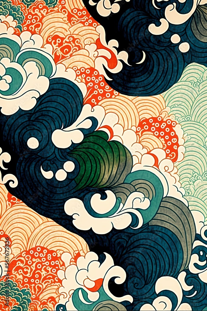 Wall mural japanese art pattern Illustration