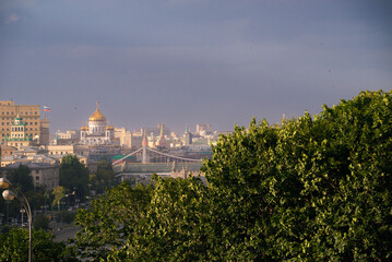 Cathedral of Christ the Saviour and Krymsky bridge in Moscow