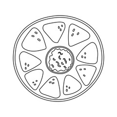 Corn chips Nachos with chili tomato sauce. National cuisine of Mexico. Vector flat food illustration