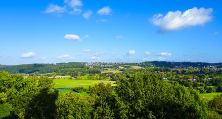 Fototapeta na wymiar View of the landscape around Blankenstein Castle near Hattingen. 