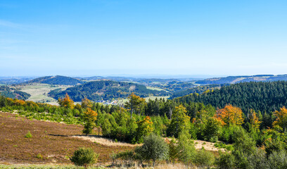 Naklejka premium View of the landscape around the Ettelsberg. Nature near Willingen am Rothaargebirge. Sauerland. 