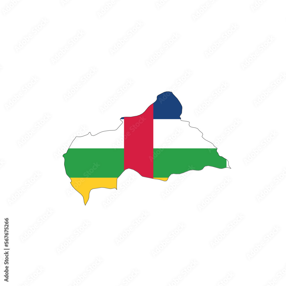 Wall mural central african republic national flag in a shape of country map - Wall murals
